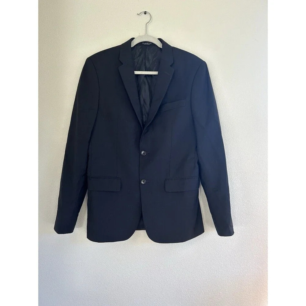John Varvatos 100% Wool Black Suit Coat Jacket Blazer 38R